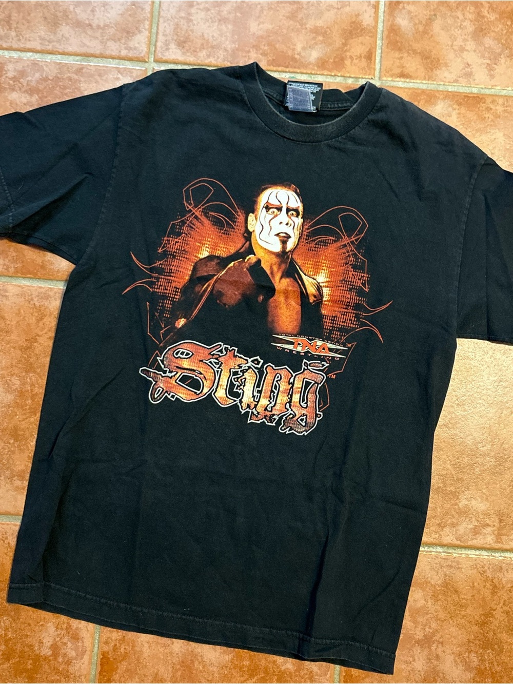Vintage Sting TNA Wrestling T Shirt Size Large VTG Short Sleeve Black